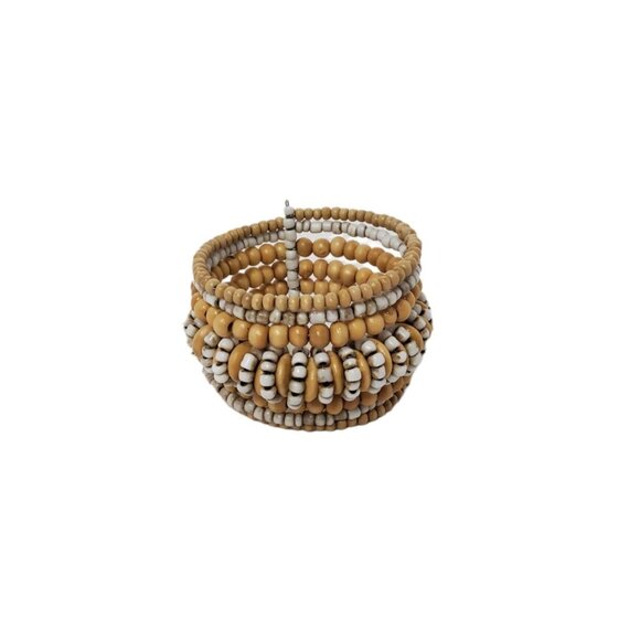 Vintage Handmade Boho Beaded Cuff Bracelet of 7 Rows - Picture 1 of 3